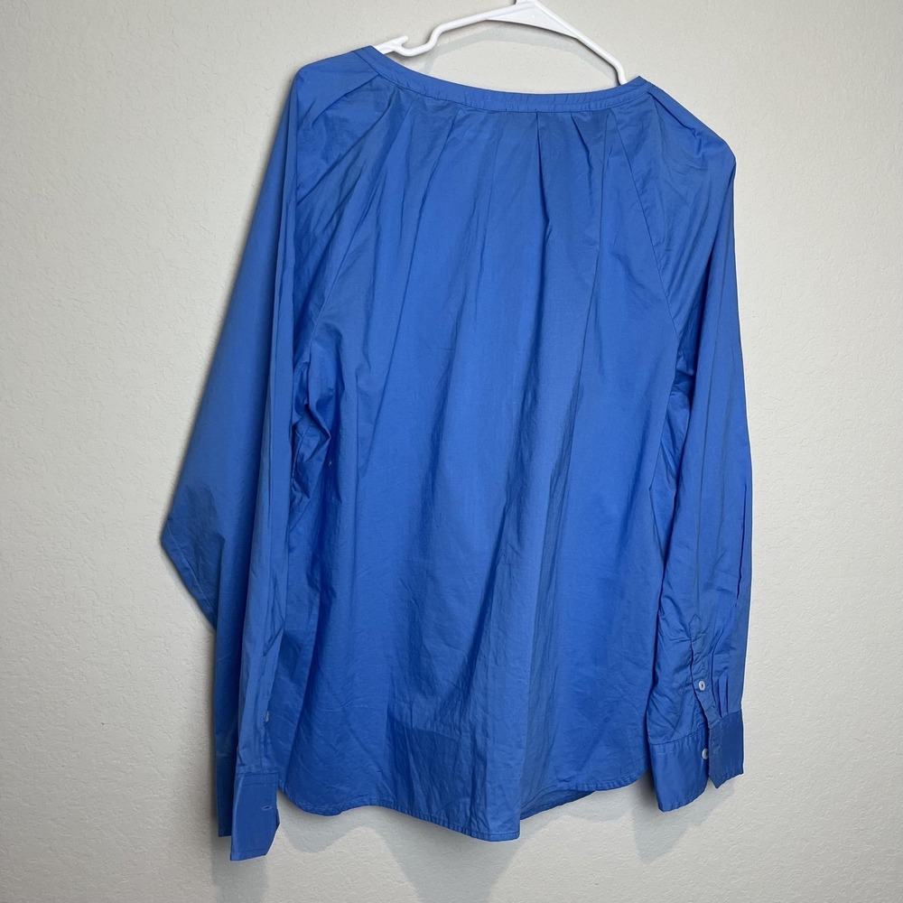 Talbots Blouse Womens L Blue 100% Cotton V Neck Long Sleeve Tunic Top Relaxed - Picture 4 of 6